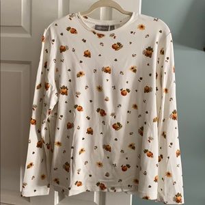 Pumpkins Sunflowers 1X Croft & Barrow Fall Top!